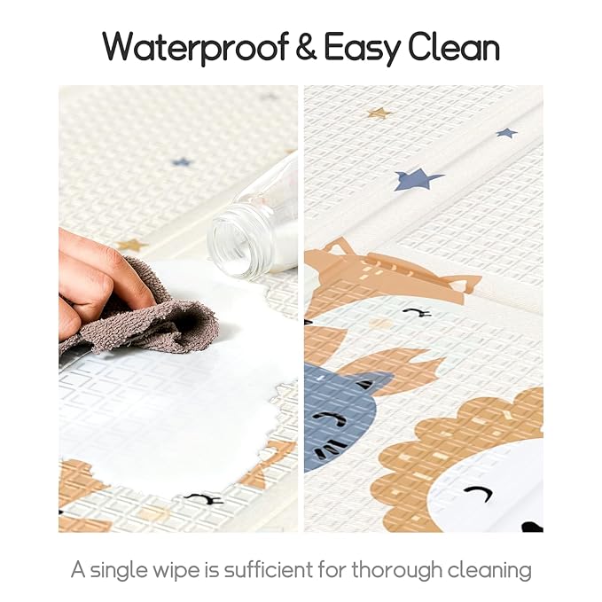 Mloong Baby Play Mat for Floor, 51×79in Playmat for Baby with Carry Bag, Foldable Carlwing Play Mat for Baby,Large Infant Playmat,Indoor & Outdoor Playing Mat, Waterproof