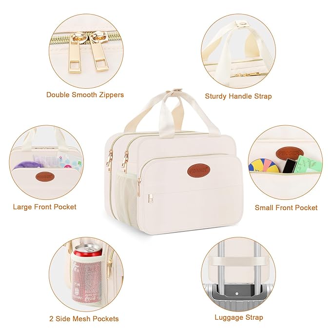 PIIOSER Breastmilk Cooler Travel Bag with Ice Pack, Compatible with Wearable Breast Pumps & Accessories - Breastfeeding On The Go for Nursing & Working Moms, Cream