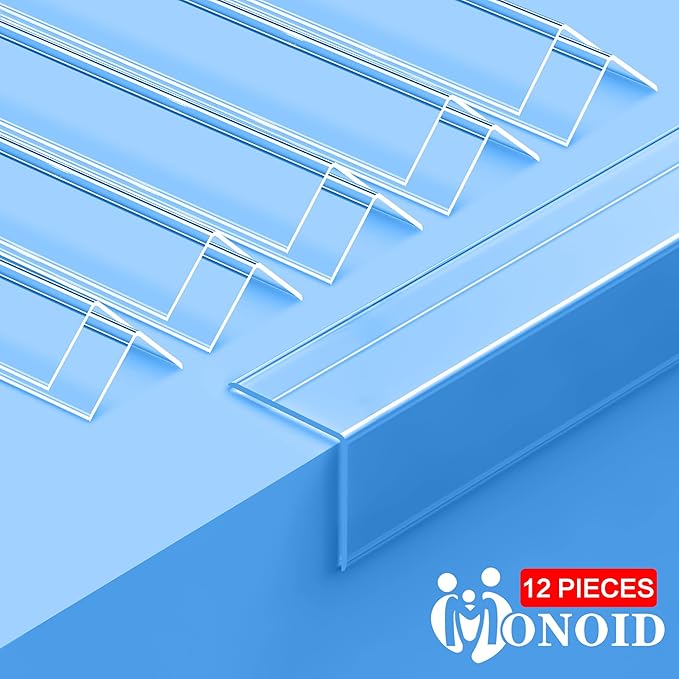 MONOID Wall Corner Protectors Clear 31.5" - Baby Safety Edge Guards (12 Pack)
