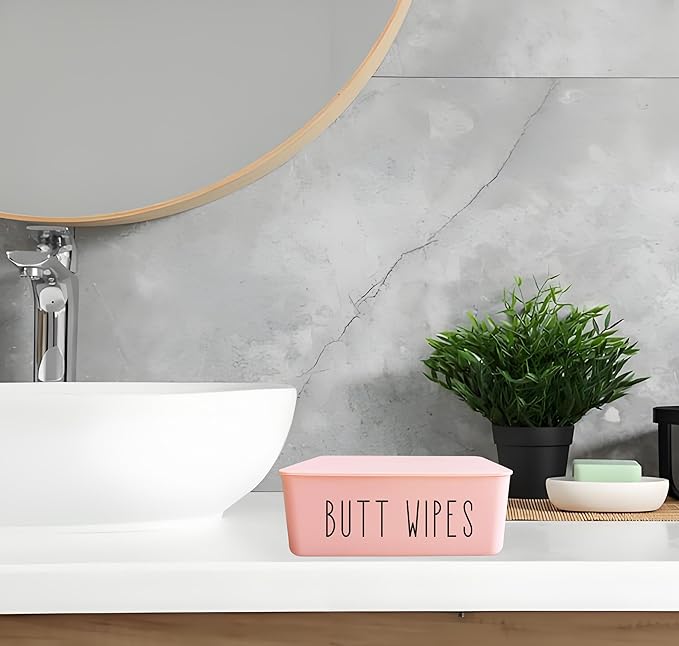 Moorfowl Butt Wipes Dispenser 7.28" L * 4.80" W * 2.75" H, Bathroom Flushable Baby Wipes Container Holder Nursery