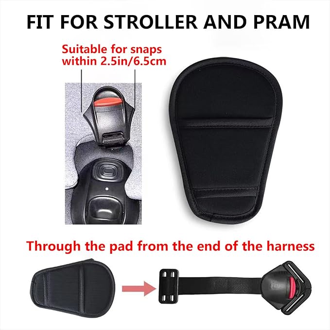 SeedFuture Stroller Car Seat Crotch Cover 2 Pcs of Grey, Universal Soft Cushion for Newborn Infants Kids Child, Baby Car Seat Strap Covers