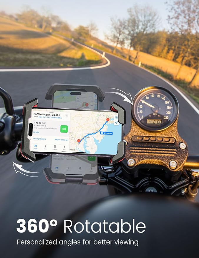 Pnitri 2025 New Upgraded Bike Phone Holder Handlebar - 1S Quick Install, Motorcycle Phone Mount, Bicycle Phone Holder fit Large Phone Case for iPhone Samsung, Dirt Scooter Mini Bike Accessories