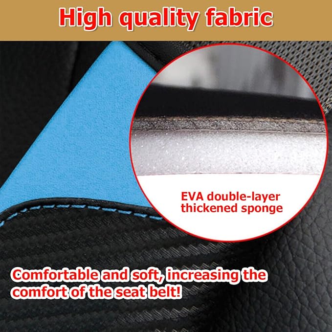 AUCELI 2PCS Car Seat Belt Cover, Carbon Fiber Seatbelt Shoulder Strap Covers, Breathable Leather Soft Harness Pad Protect Your Neck and Shoulder Compatible with Cars
