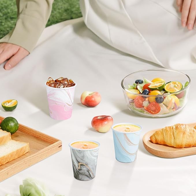 Huifany 300 Pack 5 oz Paper Cups, Disposable Bathroom Cups, Colorful Mouthwash Cups, Small Disposable Paper Cups, Mini Cup for Party, Picnic, BBQ, Travel and Event