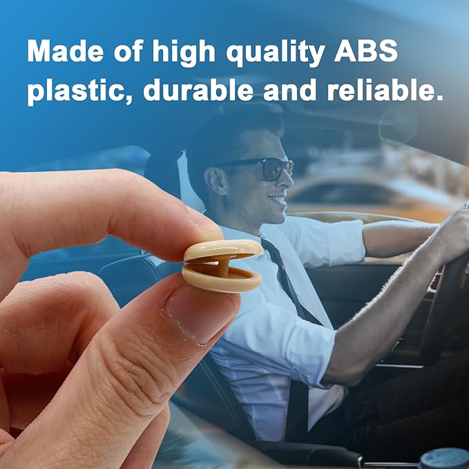 Augeny 10 Sets Seat Belt Button Stop, Plastic Seat Belt Stop Clips, Universal Snap-On System Seatbelt Buckle Stopper Button Kit, Prevent Buckle from Sliding Down, No Welding Required (Beige)