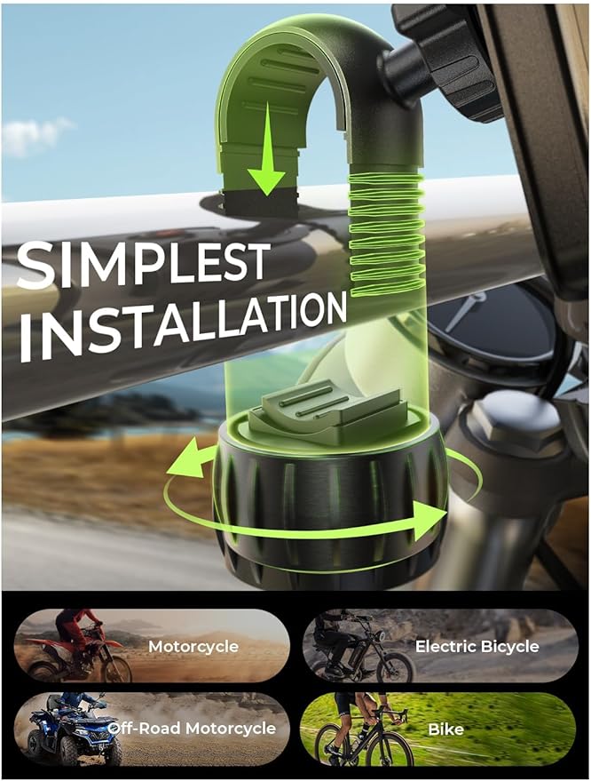 LISEN Bike Phone Holder, [Super Easy Install] Ultra Stable Motorcycle Phone Mount, Bicycle Handlebar Holder Mount for Adults Kids, Bike Bicycle Ebike Gear Accessories, for iPhone Samsung Google Pixe