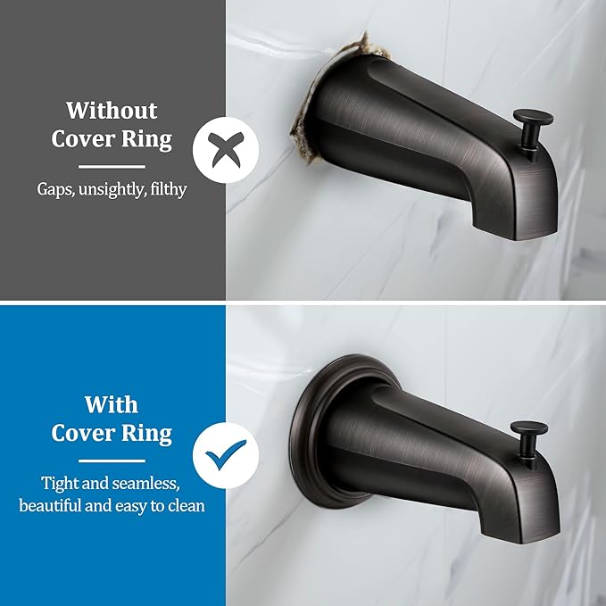 Enhon Metal Tub Spout Cover Ring, Bathroom Faucet Remodeling Wall Plate with Foam Gasket, 1-1/2 Inch ID and 3-5/8 Inch OD (Oil Rubbed Bronze)