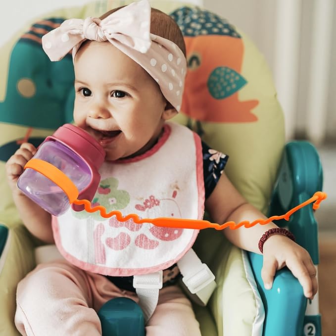 Toy Straps for Baby, Silicone Toy Straps for Stroller, Toy Safety Straps forToy, Sippy Cup Straps, Adjustable Toy Holder for Stroller, High Chair - BPA Free (B-Multi 4 Pack)