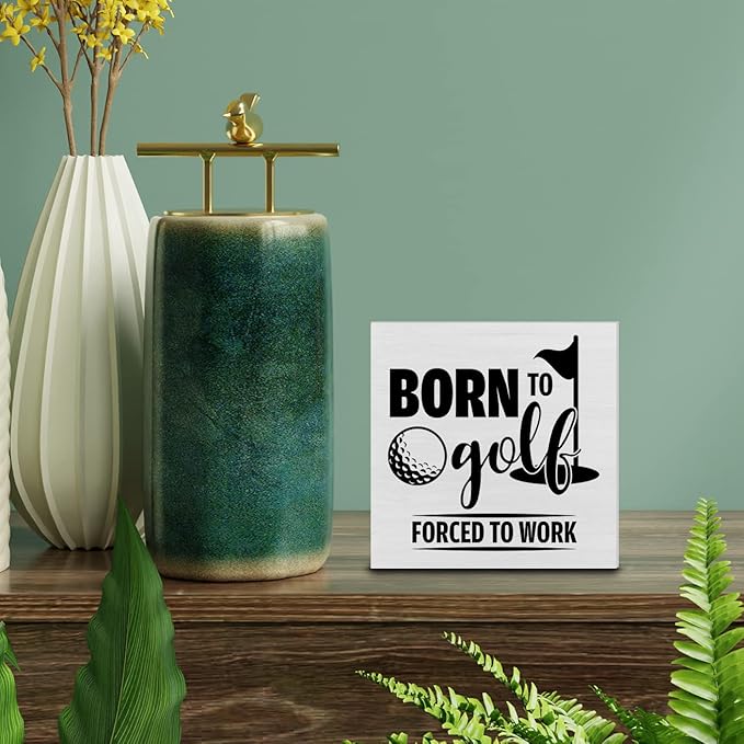 Born to Golf Wooden Box Decor Desk Sign Rustic Home Office Shelf Wall Decoration Gift for Golfer