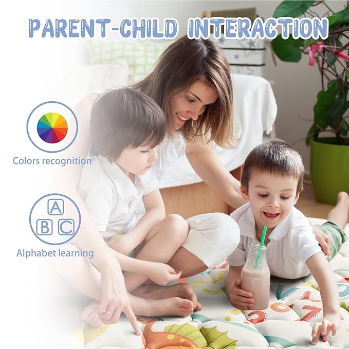 Baby Play Mat 50x50 Playpen Mat Upgraded Thicker Baby Floor Play Mat Waterproof Baby Playmat Cushioned Anti- Slip Crawling Mat for Babies Toddlers Infants Tummy Time(50x50, Letter Dino)