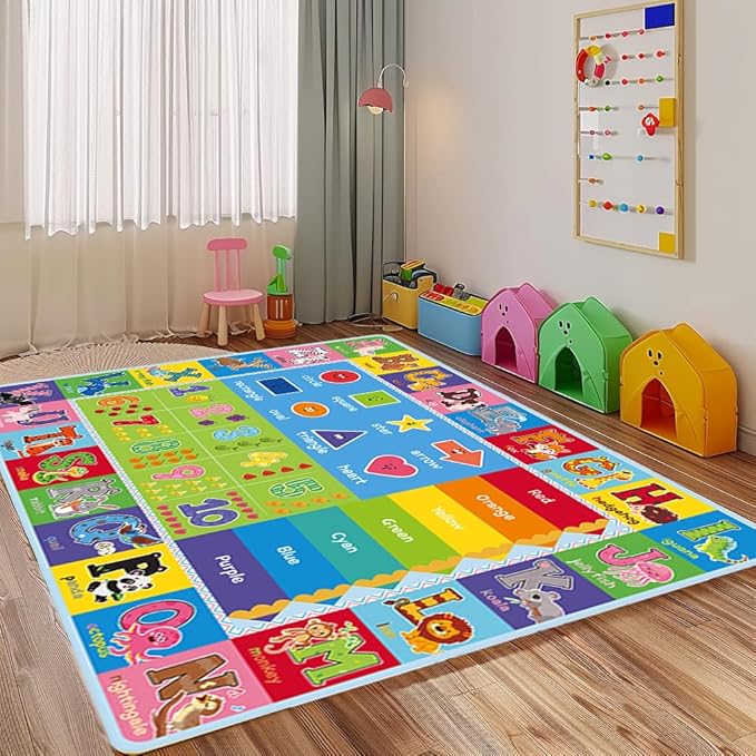 ABC Carpet,Kids Carpet for Playroom, Classroom Floor Play Mat for Kids,Preschool Rugs wtih ABC, Numbers, Animals, Extra Large Thick (78.7X59 Inch)