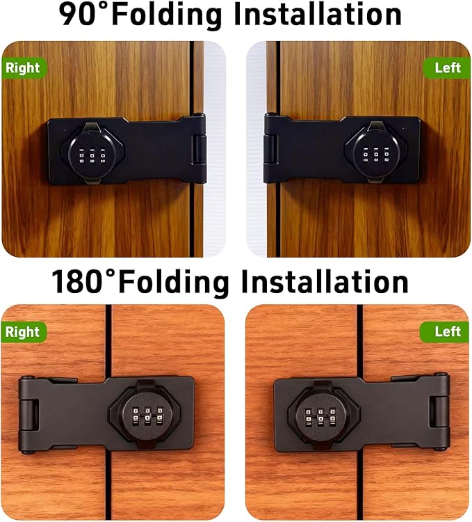 Keyless Combination Lock, Code Zinc Alloy Door Latch, 3-Digit Combination Lock, Twist Knob Hasp Latch Lock, Cabinet Locks with Combination, Easy DIY Installation (Black)