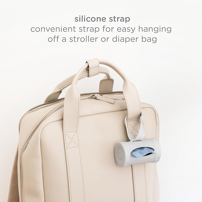Ubbi Retractable On-the-Go Dirty Diaper Disposal Bag Dispenser for Baby Travel, Gray, 2 Pack