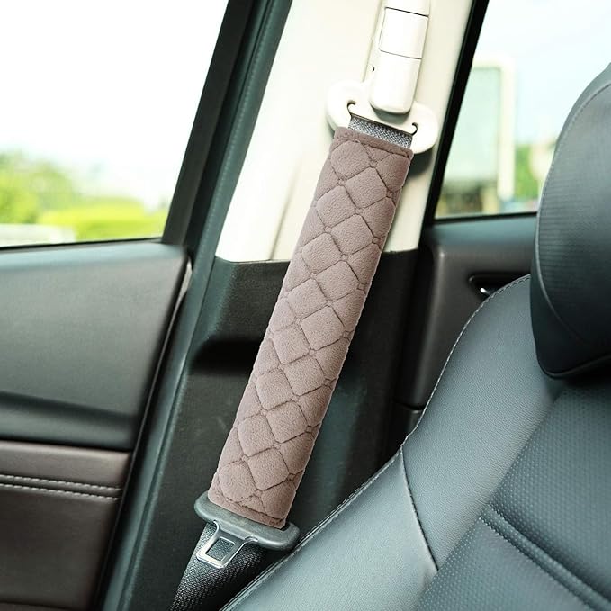 Tatuo 4 Pack Seat Belt Cover Extra Long Seat Belt Pads for Car Soft Comfort Shoulder Strap Covers Harness Pads Helps Protect Your Neck and Shoulder(10.6 Inch,Khaki)