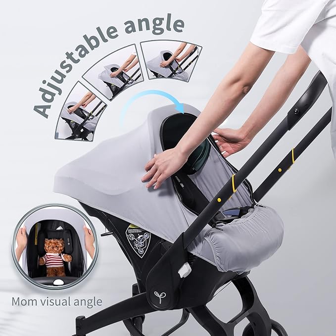 Car Seat Covers for Babies, Original Infant Car Seat Cover for Boys Girls, Kick-Proof Carseat Canopy with Adjustable Breathable Mesh Peep Window & Pocket, Universal Carrier Cover Newborn Shower Gift