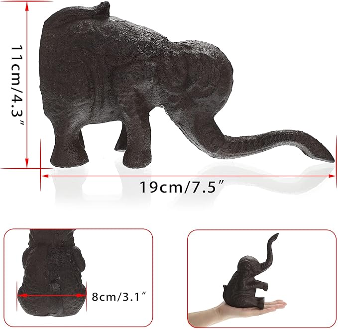 Sumnacon Cast Iron Cute Elephant Door Stop - Heavy Duty Floor Door Stopper Avoid Drilling Hole, Vintage Iron Doorstop for Patio Yard Garden Farmhouse Home Office Commercial Industrial