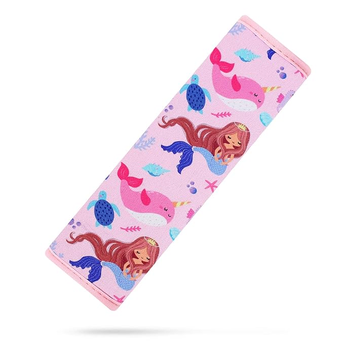 YR Seat Belt Cover for Kids, Soft Comfort Seat Belt Cushion for Children, Cute Cartoon Pattern Car Seat Belt Pads Cover for Girls and Boys, 1 Pack (Cute Mermaid)