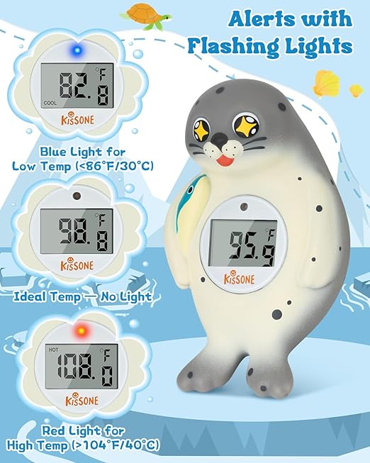 KISSONE Baby Bath Thermometer Digital for Water Temperature – Fast & Accurate °F/°C Reading, Waterproof Floating Safety Thermometer for Infants & Toddlers