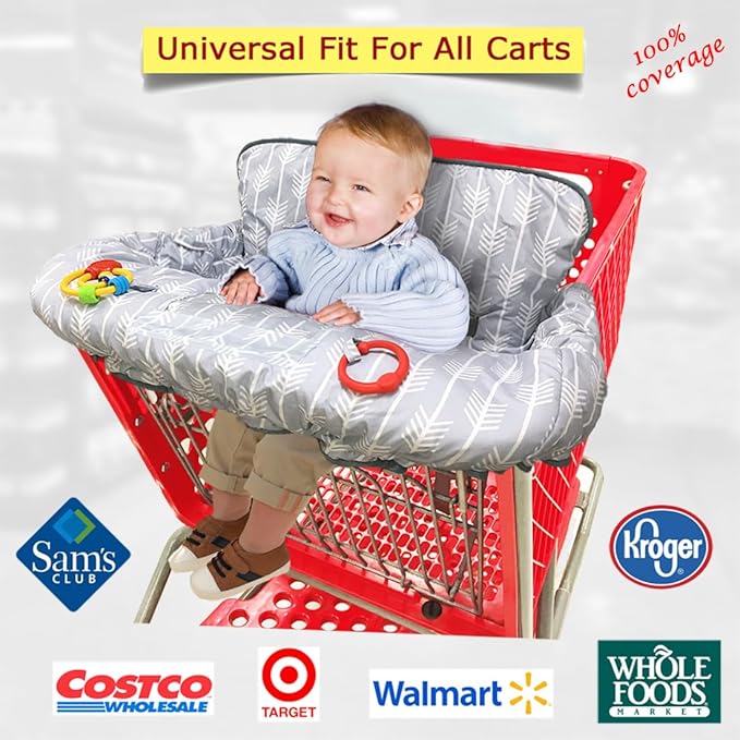 Shopping Cart Cover for Baby and Toddler, Waterproof Grocery Cart and High Chair Cover, Soft Padded Cart Cover for Babies, Universal Fit for Costco, Target and Restaurant High Chairs