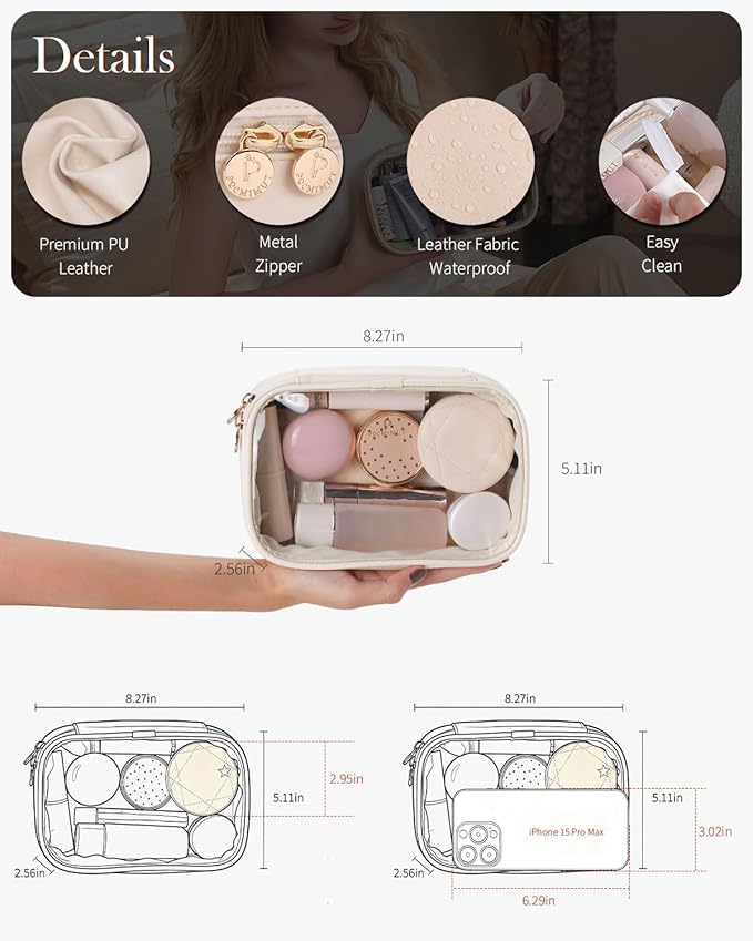 Pocmimut Small Makeup Bag,Clear Make Up Bag Organizer Cute Stuff Pouch Traveling Compact Toiletry Bag Car Bag for Travel Essentials,Pink