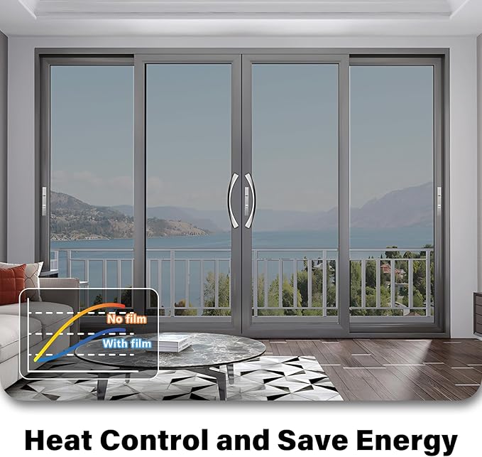Finnez One Way Privacy Window Film Reflective Mirror Home Window Tint Film Heat Blocking No Glue Static Cling See Out Not in Glass Door Covering (Silver,29.5 Inch X 6.5 Feet)