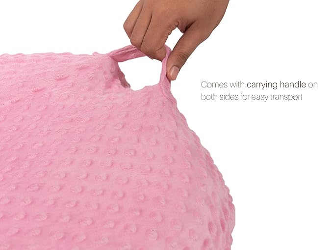 Mila Millie Water Resistant Removable Cover for Newborn Lounger | Minky Sensory Touch Slipcover for Baby Floor Seat | Premium Quality Soft Wipeable Fabric | Hypoallergenic (Blush)