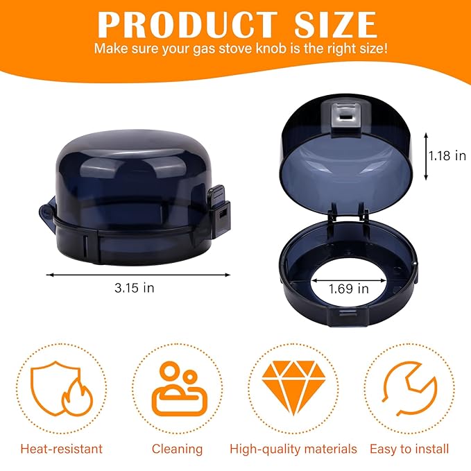 5-Pack Stove Knob Safety Covers,Upgraded Press Gas Stove Knob Locks,Durable Design Childproof Oven Knob Locks for Babies and Pets, Sticky and Easy to Install,Black