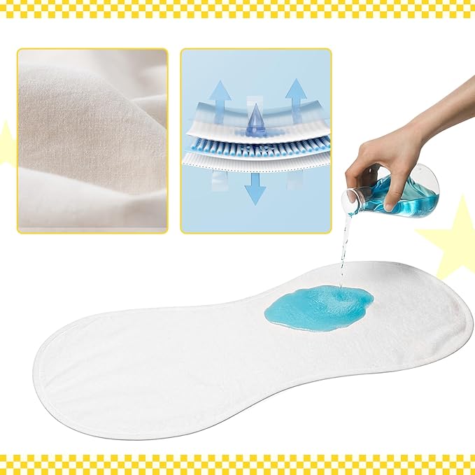 Hahafelt 3 Pcs Changing Pad Liners Fits in Peanut Shaped Changing Pad Waterproof Diaper Mats Organic Cotton Mats are Warm on Baby's Back, Washable Reusable (Bee,Cream Color)