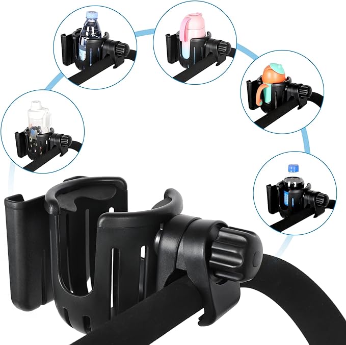 Accmor Stroller Cup Holder with Phone Holder, Universal Cup Holder, 2-in-1 Cup Phone Holder for Stroller, Bike, Walker, Wheelchair