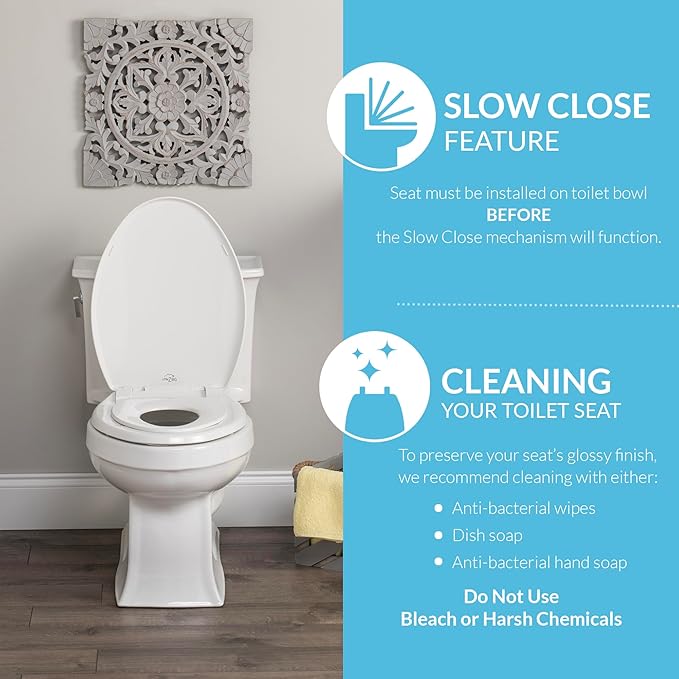 Little2Big Toilet Seat with Built-In Potty Training Seat, Slow Close, Durable Plastic, Made in USA, ROUND, White