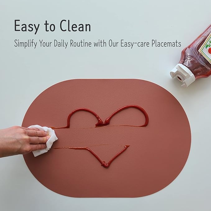Silicone Placemats Set of 4 - Heat Resistant Washable and Wipeable Non Slip Place Mats, Waterproof Modern Dining Table Mats, Oval 16.9"x11.8"(Harmony)