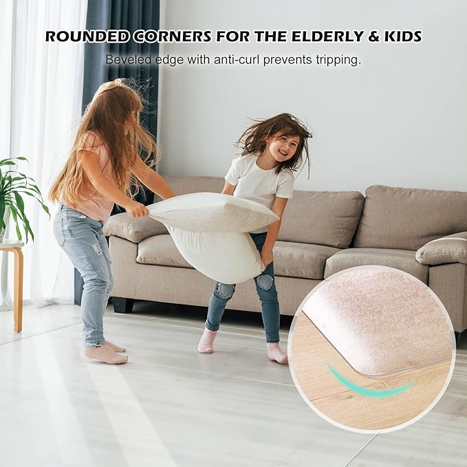 SALLOUS Chair Mat for Hard Floors, 50" x 60" Office Chair Mat for Hardwood Floor, Slip Resistant Floor Protector Desk Mat for Home Office, Waterproof Vinyl Floor Mat for Gaming Chairs (Clear)