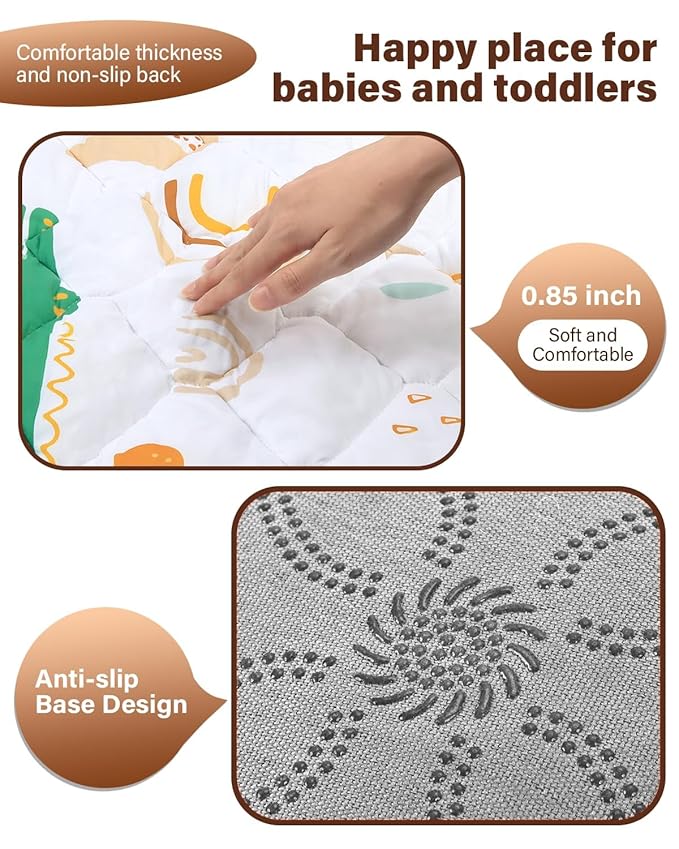 Baby Play Mat, 50x50 Thickened Playpen Mat, Non-Slip Baby Mat for Floor, Foldable Portable Playmat Suitable for Babies Learning to Crawl and for Travel