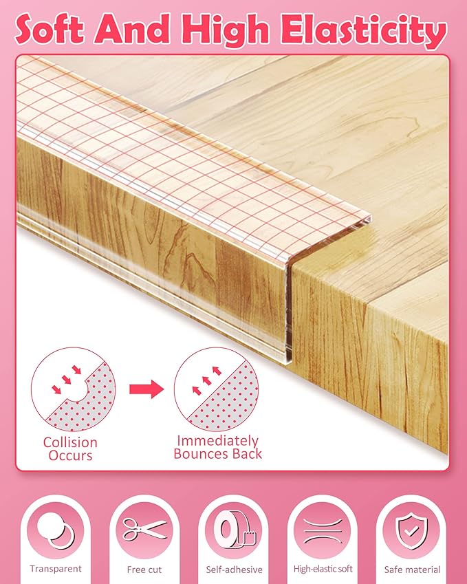 Baby Proofing, Clear Edge Protector Strip, Soft Corner Protectors for Kids, Baby Child Safety Corner Guards for Furniture Against Sharp Corners for Tables, Drawers, Sink, Wall 1.2in x 32.8ft