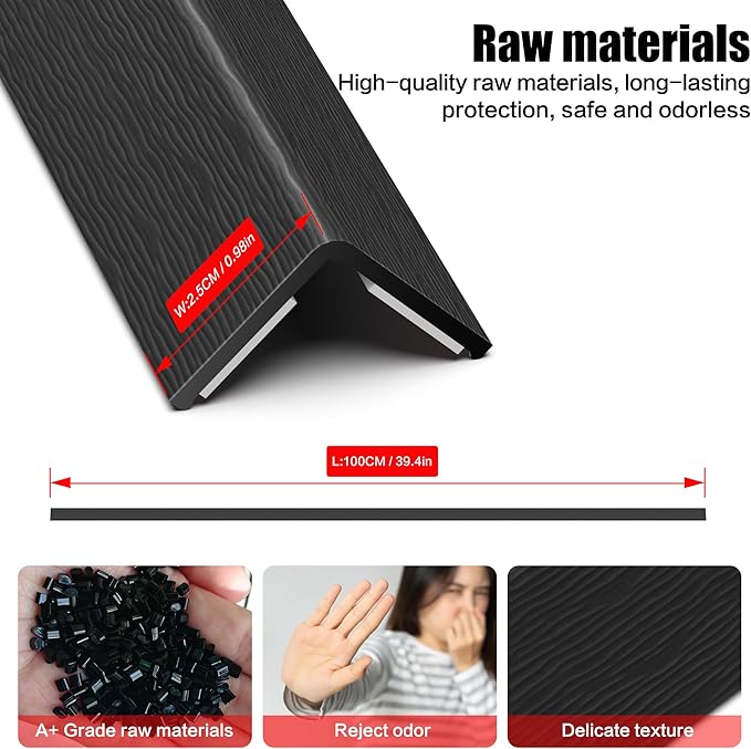 Wall Corner Protector, Walls Edge Protector，Self-Adhesive Wall Corner Guards,PVC Double Side Edge Protector， Furniture Stairs Guard (Black Wood Grain 2PCS 100cm/39.37in)