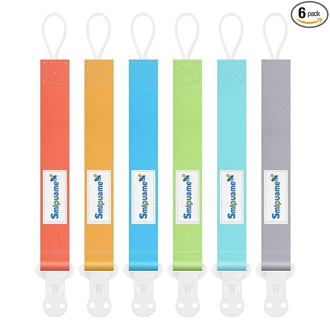 Pacifier Clip for Baby Boys Girl,6 Pack Stylish Binky Clips Strap,Paci Holder with Clips Universal Lightweight Fits Most Pacifiers Teeher Toy Teething Ring Soothie,Baby Gifts(Pure Color)
