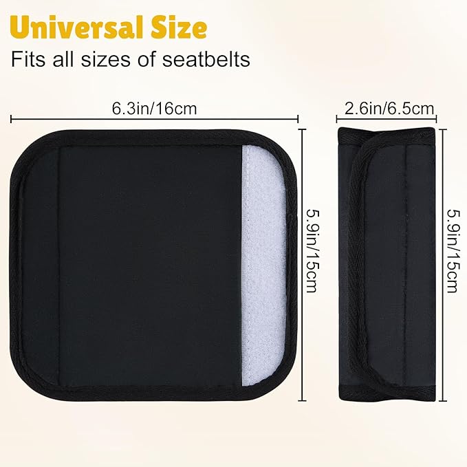 Seat Belt Cover Pad for Baby, Soft Seatbelt Cushion Covers for Kids 2Pcs Car Seat Strap Shoulder Pads for All Car Seats, Stroller, High Chair, High Chair,Black