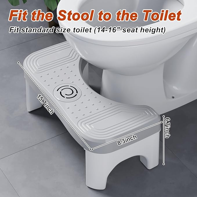 Toilet Stool Squat, Portable Foot Poop Stool for Bathroom Adults, 7 Inch Pooping Stool Toilet Leg Stand Raiser, Non-Slip Potty Step Bench for Feet, Banco para Baño, Beige