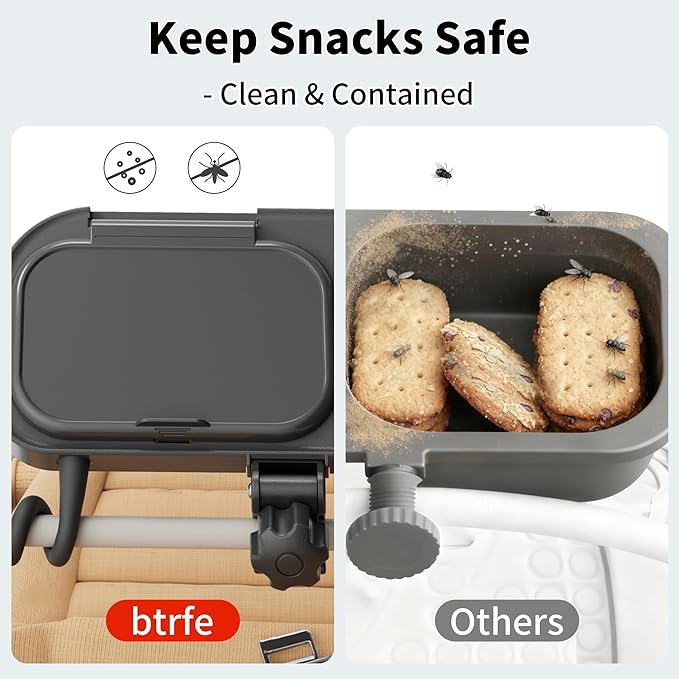 Universal Stroller Snack Tray, with Cup Holder & Removable Silicone Tray – 3-in-1 Stroller Tray Attachment for Uppababy, Nuna, Mockingbird – Easy Clean, Stable Grip, Toddler Snacking On The Go