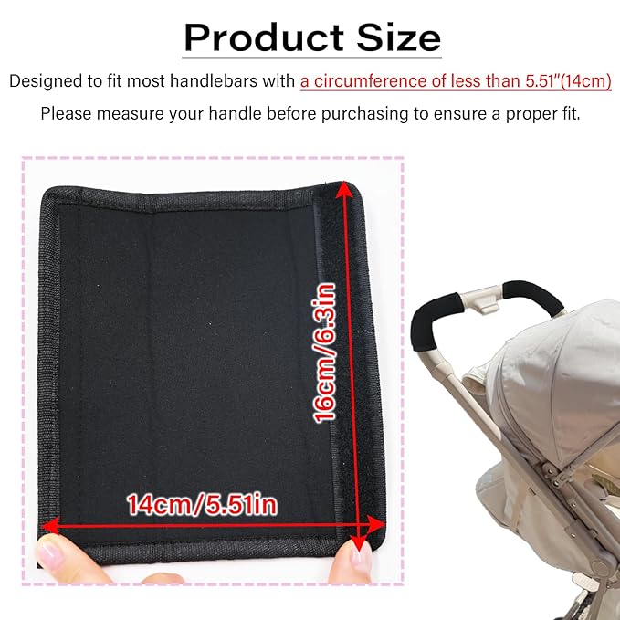2Pcs 6.3 * 5.51inches Stroller Handlebar Cover,Pushchair Armrest Handle Protector Cover,Pram Bumper Bar Dustproof Handle Gloves Replacement Removable Universal Protective Case Grip Bar Covers
