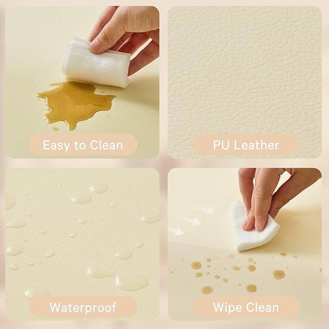 Waterproof Baby Play Mat for Floor 1.3"Thick Memory Foam 47 * 47 Cushion Playpen Playmat Tummy Time Crawling Mat Nursery Rug Pad Mattress Create Soft & Safe Area for Infants,Toddler,Kids,Beige