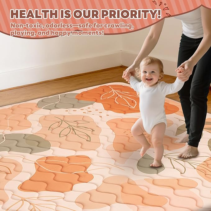 Baby Play Mat for Floor, 50'' x 50'' Thicken Foam Soft Padded for Baby, Playpen Mat for Toddlers Infant Kids, Machine Washable, Non-Slip Bottom Safe for Crawling (Stone)