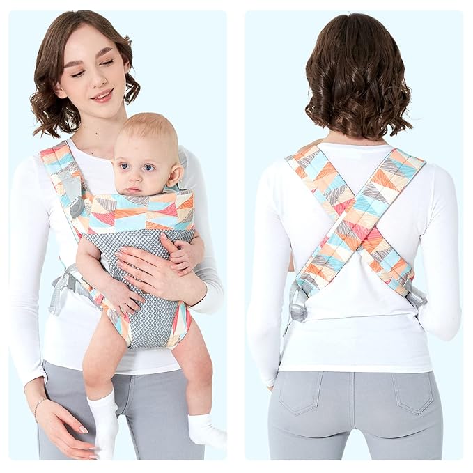 Ocanoiy Baby Wraps Carrier, Ergonomic Baby Carrier Newborn to Toddler, Cozy Baby Front and Back Carrier for 7-45lbs (Colorful)