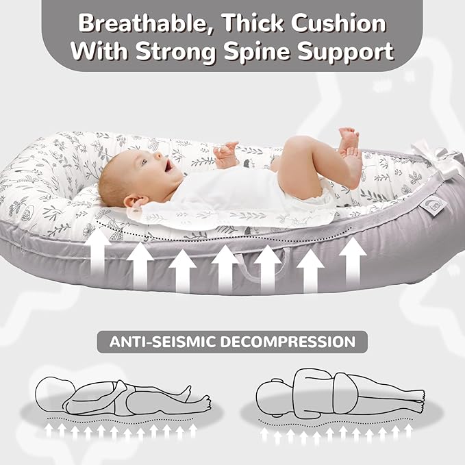EAQ Baby Lounger, Infant Lounger for Newborn,Portable Baby Nest Cover Breathable & Soft, Newborn Essentials