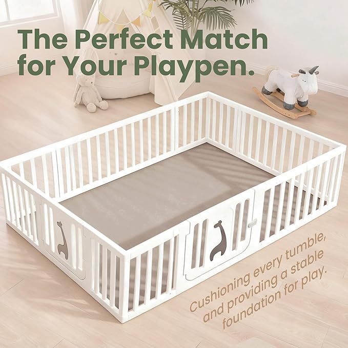 Extra Large 79"×158" Baby Play Mat for Floor,1.3" Thick Elasti Foam Playroom Mat for Toddler,Infant,Kids,Ultra Soft Velvet Classroom Rug,Non Slip Backing Safe for Crawling&Tummy Time(Beige)