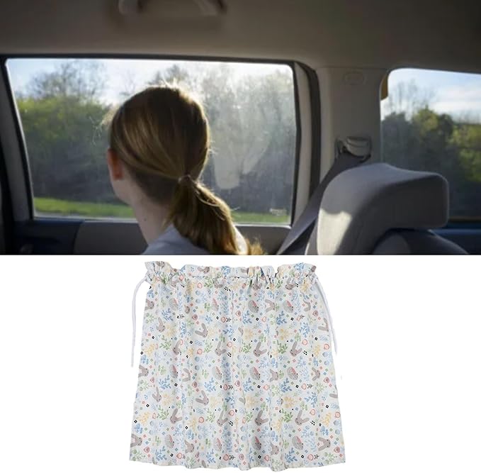 Car Window Curtain, Car Curtain Suction Cup Sun Shade Cartoon Sun Insulation Side Window Curtain (Bunny Pattern)
