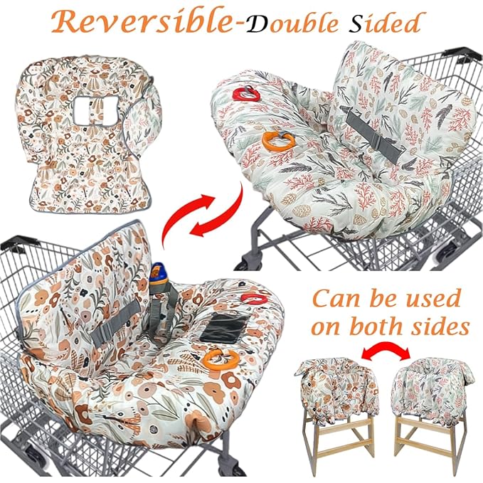 Shopping Cart Cover for Baby and Toddler, Waterproof Grocery Cart and High Chair Cover, Soft Padded Cart Cover for Babies, Universal Fit for Costco, Target and Restaurant High Chairs