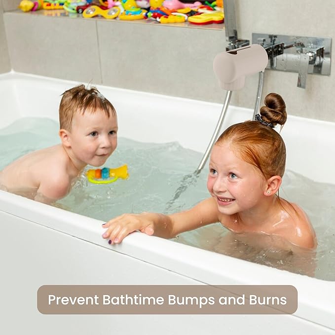 Bath Spout Cover, Soft Silicone Bathtub Faucet Cover Safety Universal Fit (Shifting Sand)