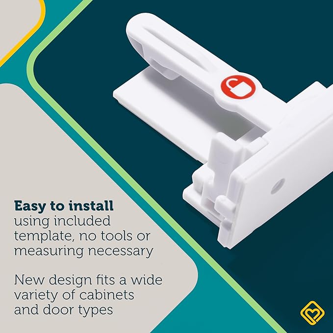 Safety 1st - Secure-to-Explore Adhesive Cabinet Locks Baby Proofing, Child Locks for Cabinets and Drawers (12 Locks), White