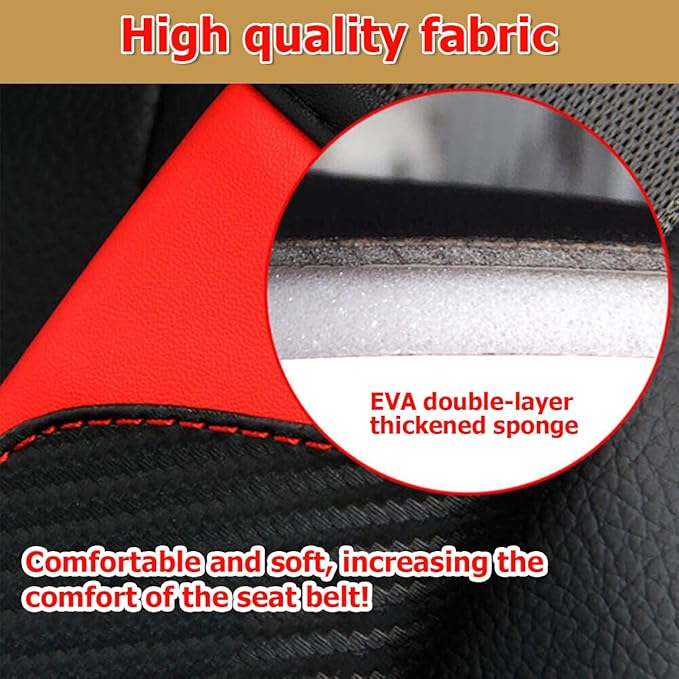 AUCELI 2PCS Car Seat Belt Cover, Carbon Fiber Seatbelt Shoulder Strap Covers, Breathable Leather Soft Harness Pad Protect Your Neck and Shoulder Compatible with Cars